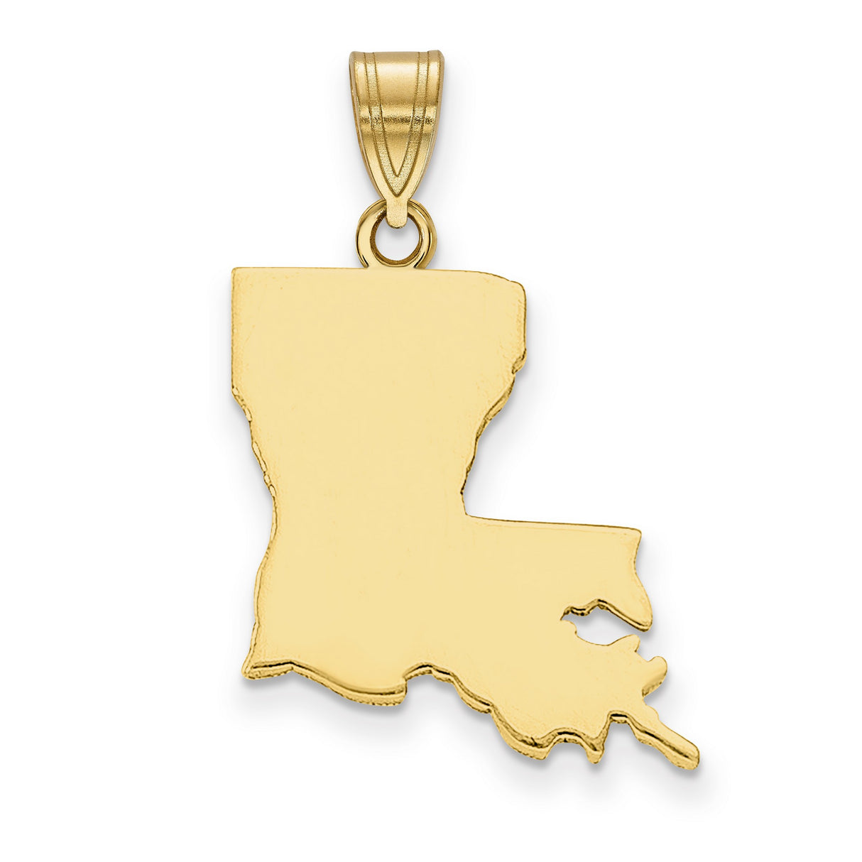 Polished Louisiana State Shaped Charm Pendant in Real 14k Yellow Gold