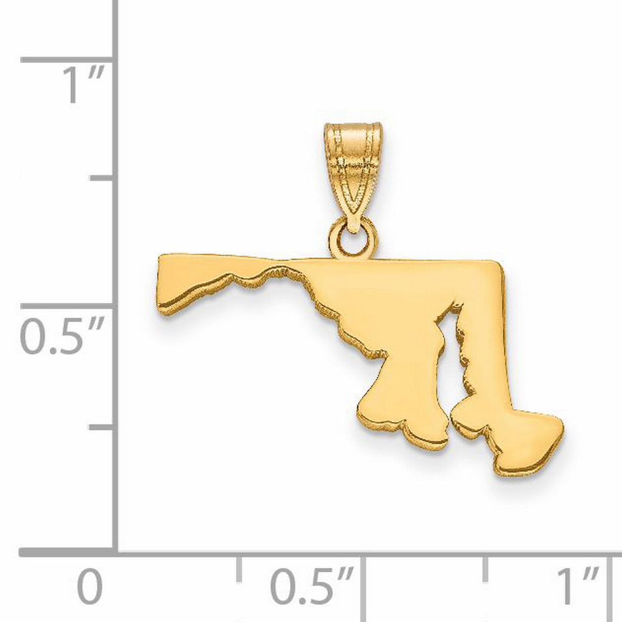 Polished Maryland State Shaped Charm Pendant in Real 14k Yellow Gold