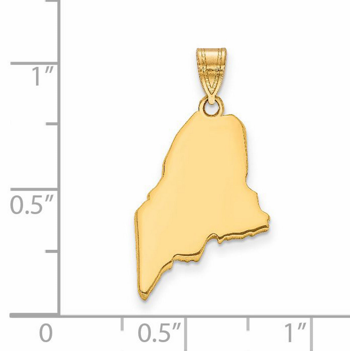 Polished Maine State Shaped Charm Pendant in Real 14k Yellow Gold