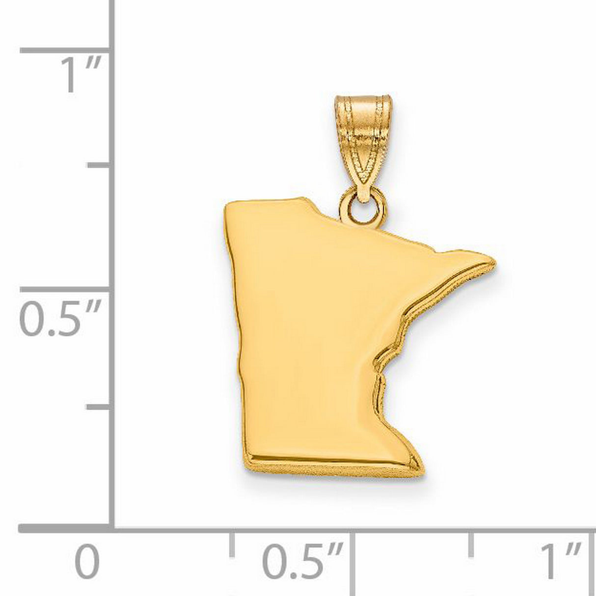 14k Yellow Gold Minnesota State Pendant, Polished Outline Silhouette Charm for Women or Unisex