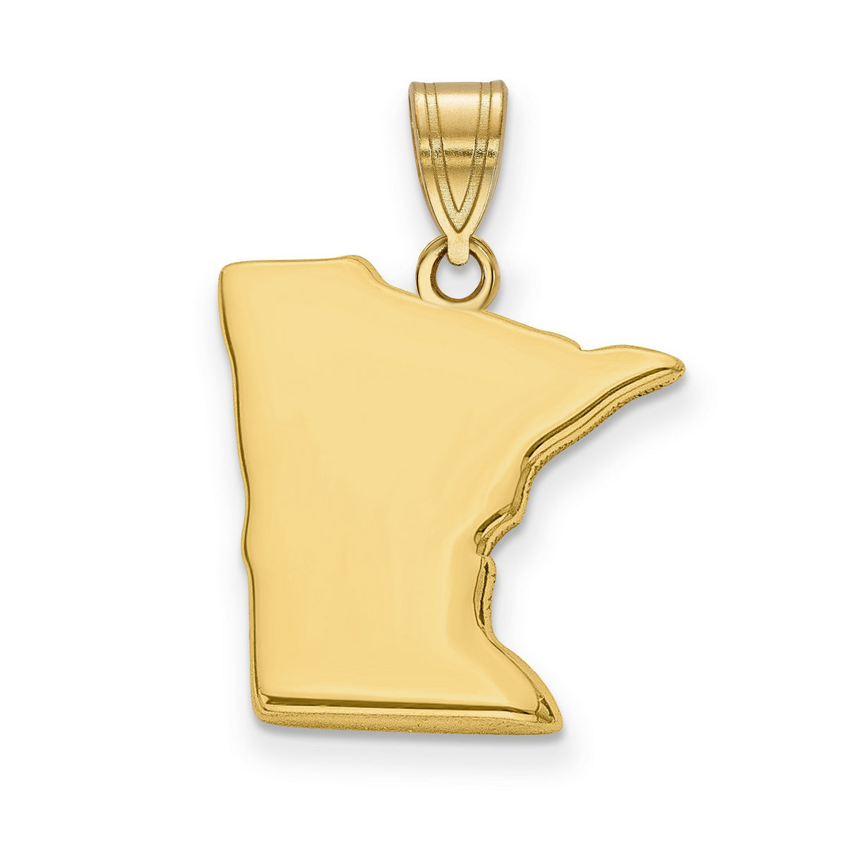 14k Yellow Gold Minnesota State Pendant, Polished Outline Silhouette Charm for Women or Unisex
