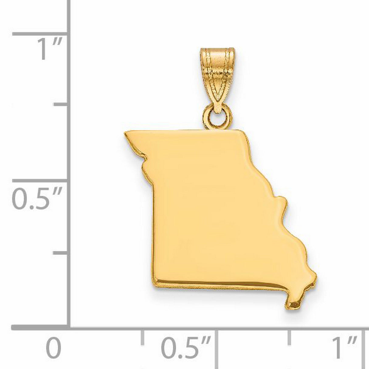 Polished Missouri State Shaped Charm Pendant in Real 14k Yellow Gold