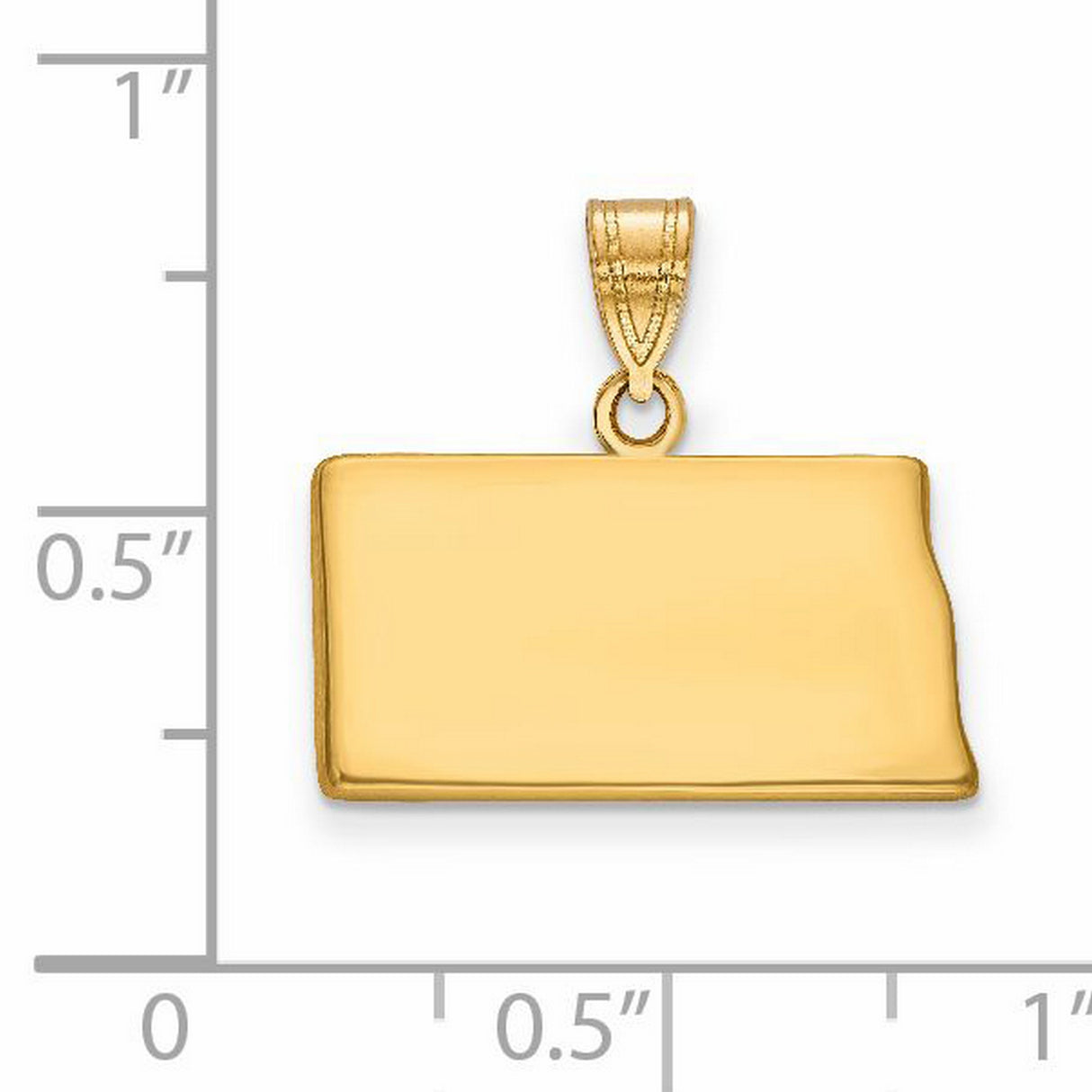 North Dakota State Charm Pendant in Real 14k Yellow Gold