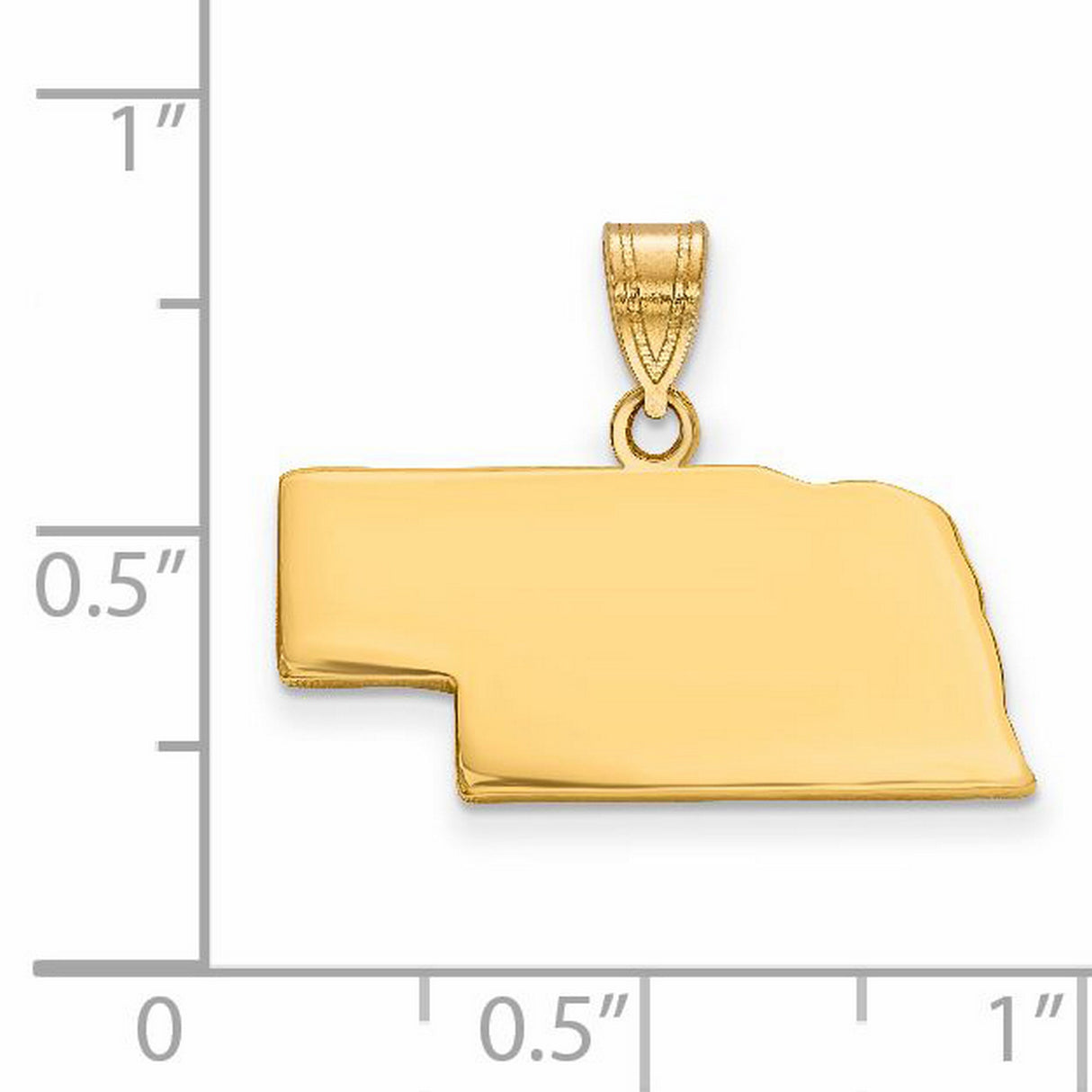 Nebraska State Charm Pendant in Real 14k Yellow Gold