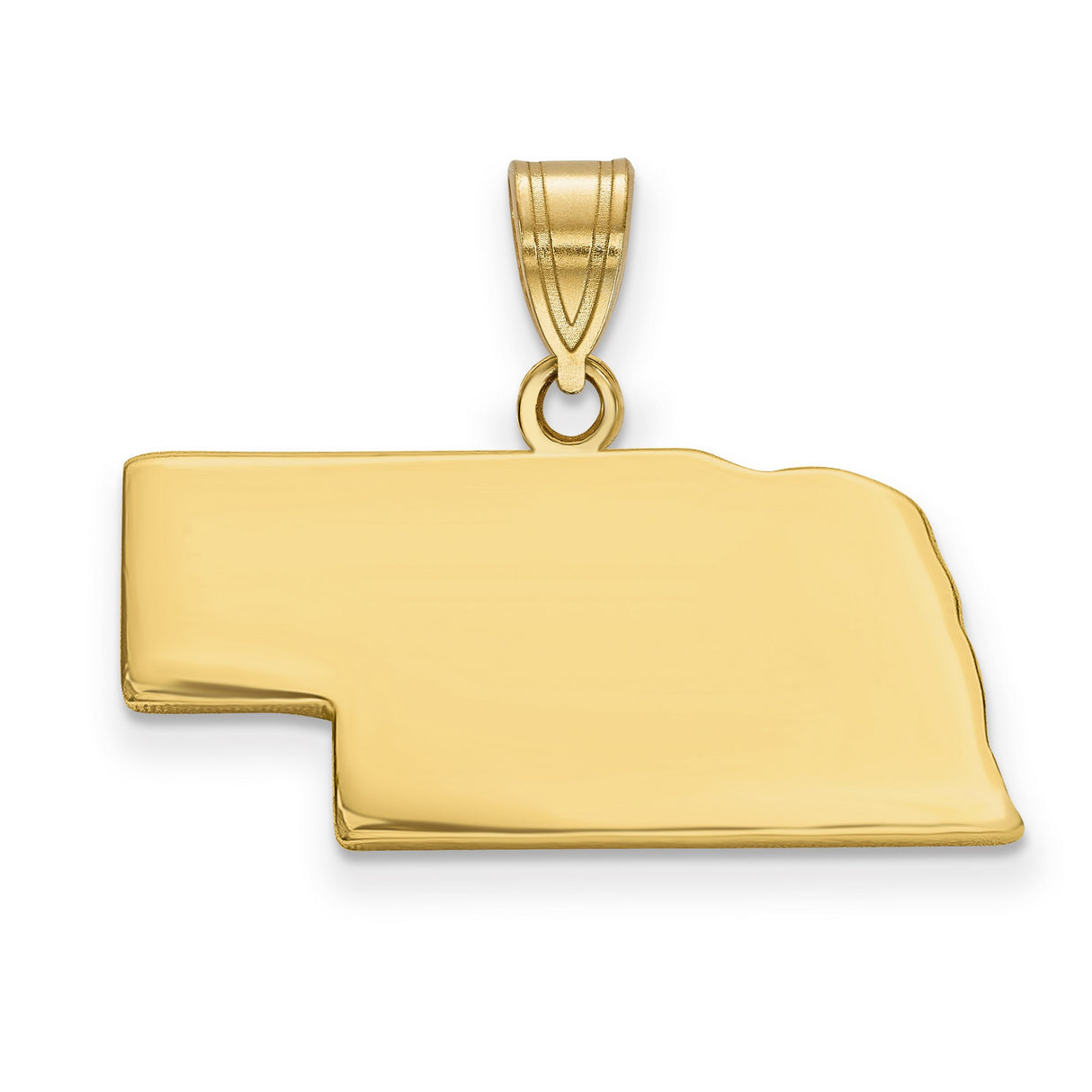 Nebraska State Charm Pendant in Real 14k Yellow Gold