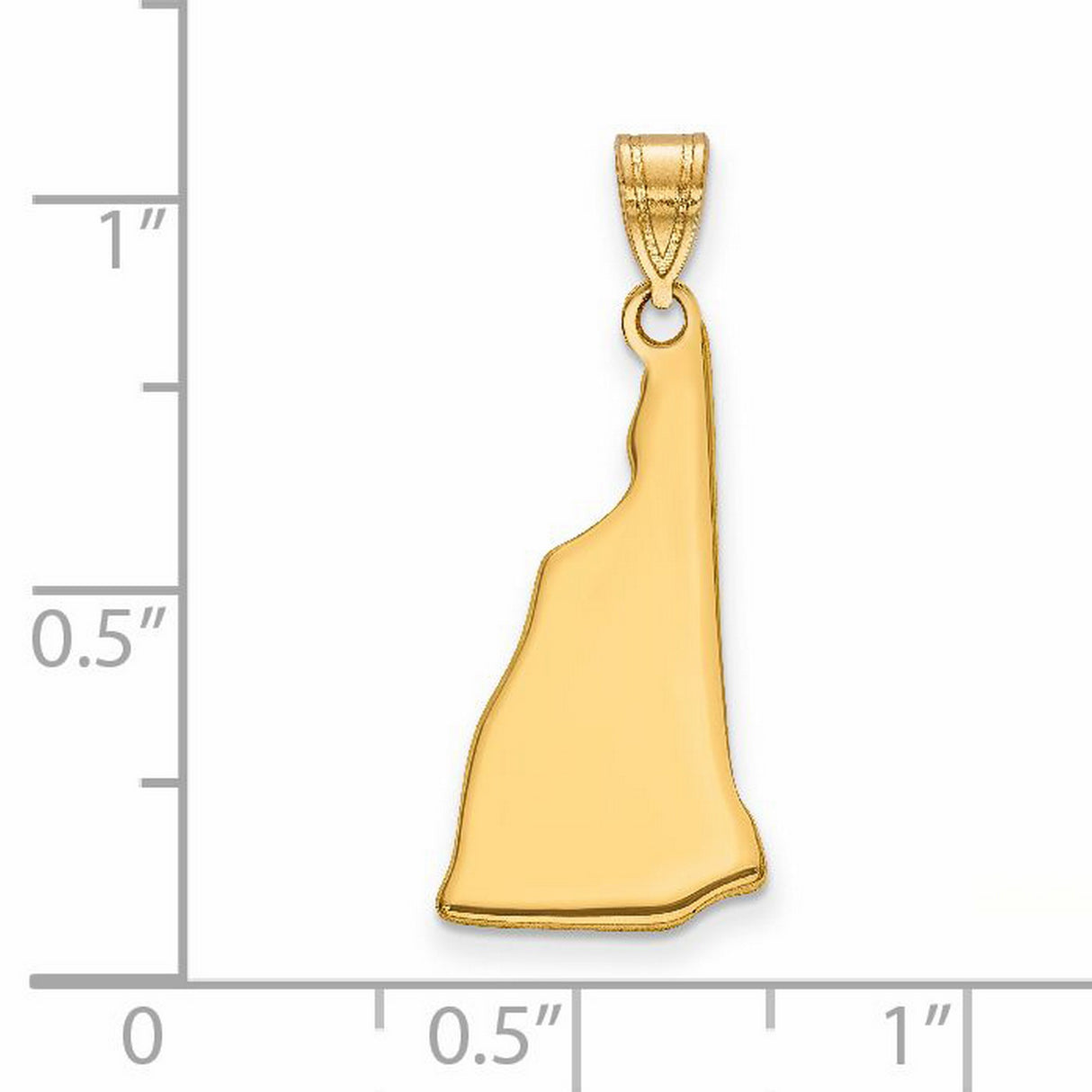 New Hampshire State Charm Pendant in Real 14k Yellow Gold