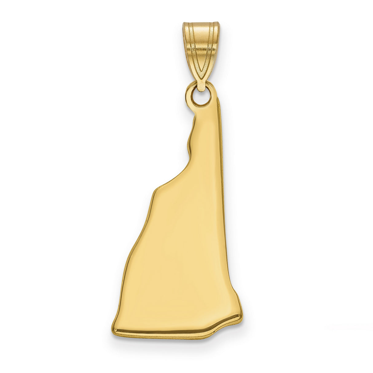 New Hampshire State Charm Pendant in Real 14k Yellow Gold