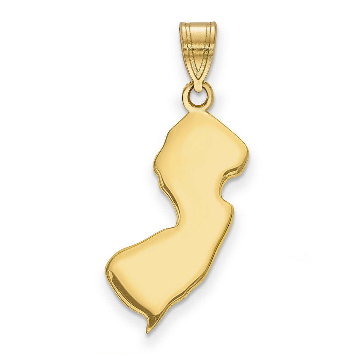 14k Yellow Gold New Jersey State Pendant, Minimalist Map Outline Charm for Women or Unisex Wear