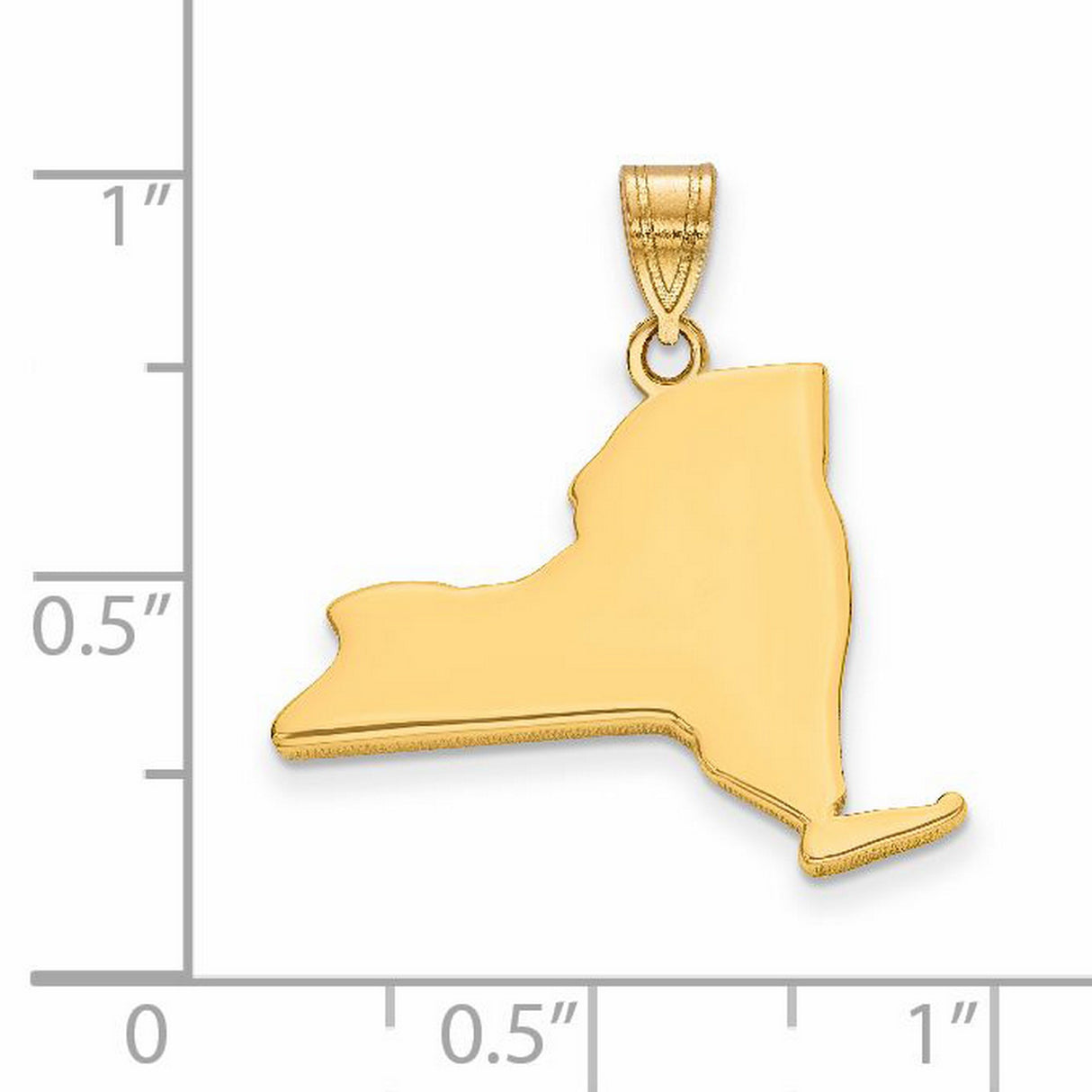14k Yellow Gold New York State Pendant, Polished Map Outline Charm, Unisex Travel Keepsake