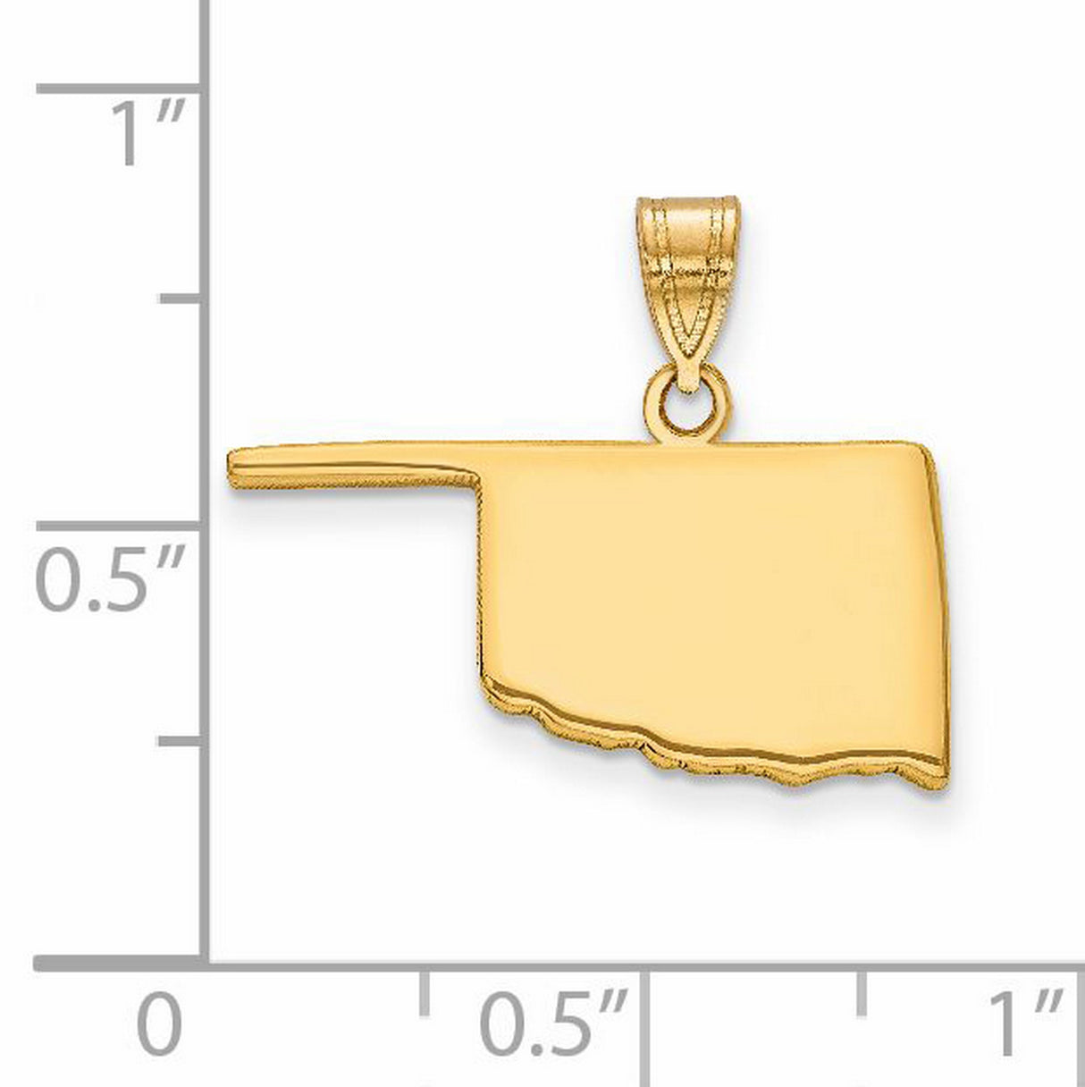 Oklahoma State Charm Pendant in Real 14k Yellow Gold