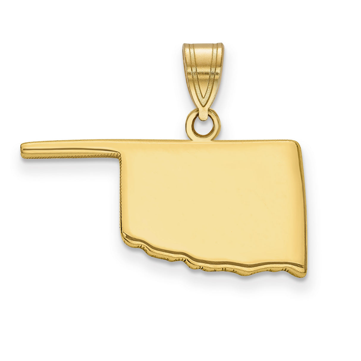 Oklahoma State Charm Pendant in Real 14k Yellow Gold