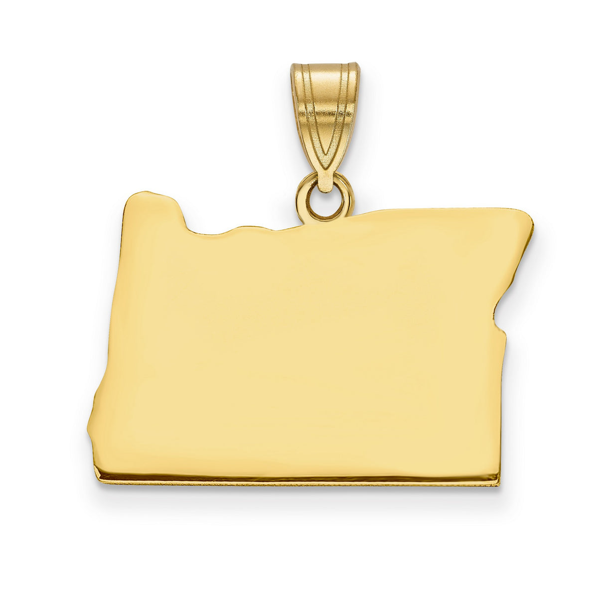 14k Yellow Gold Oregon State Pendant, Polished Minimalist Map Design, Unisex Charm