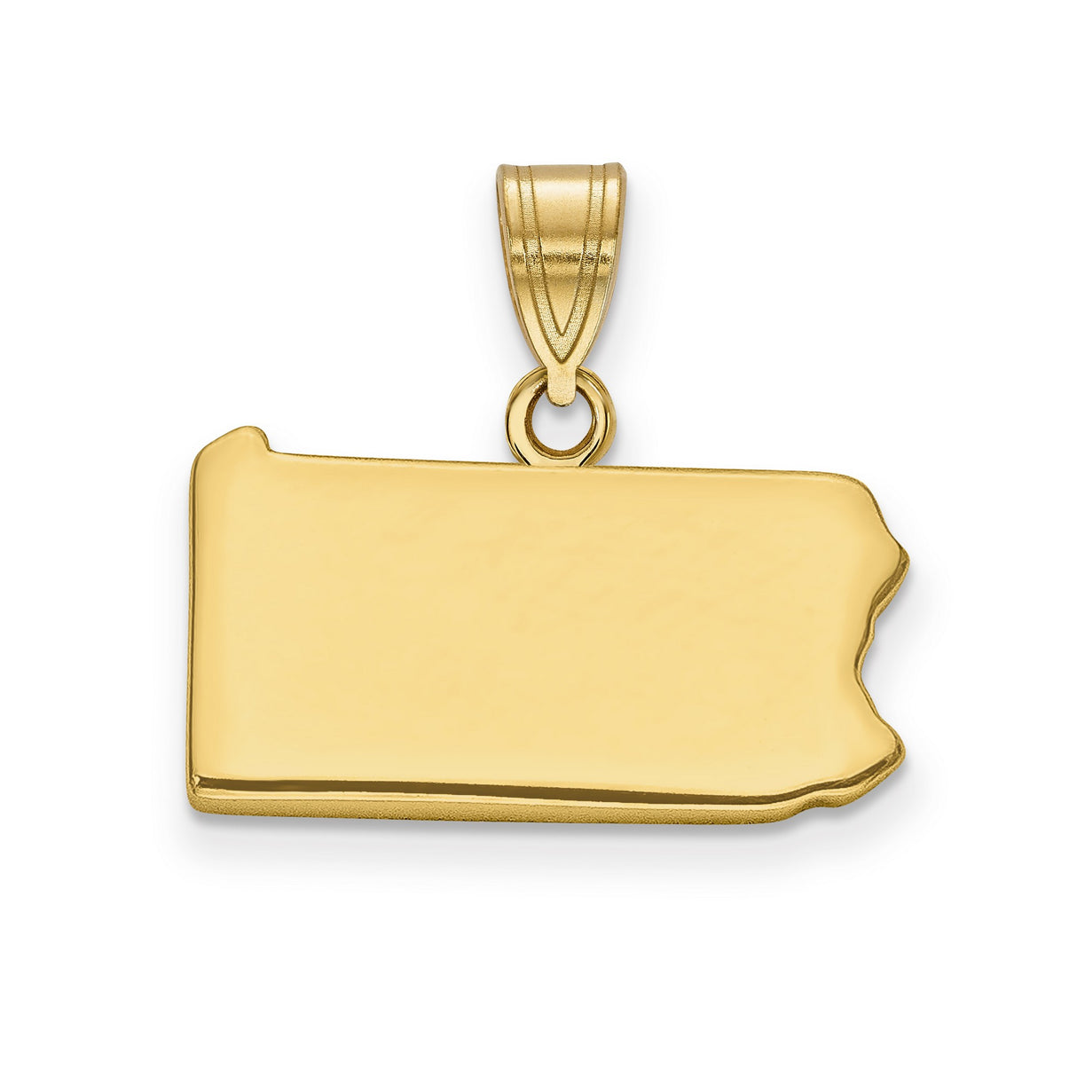 Pennsylvania State Charm Pendant in Real 14k Yellow Gold