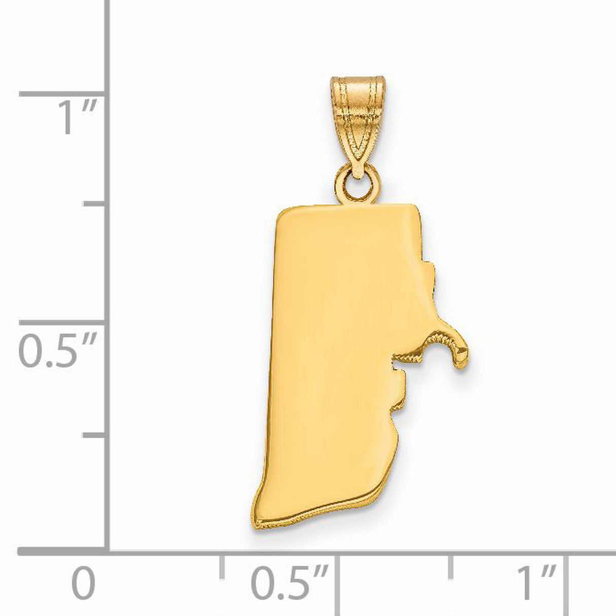 Rhode Island State Charm Pendant in Real 14k Yellow Gold