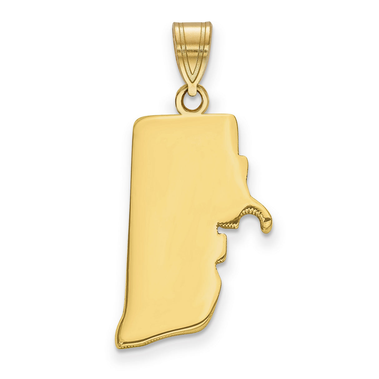 Rhode Island State Charm Pendant in Real 14k Yellow Gold