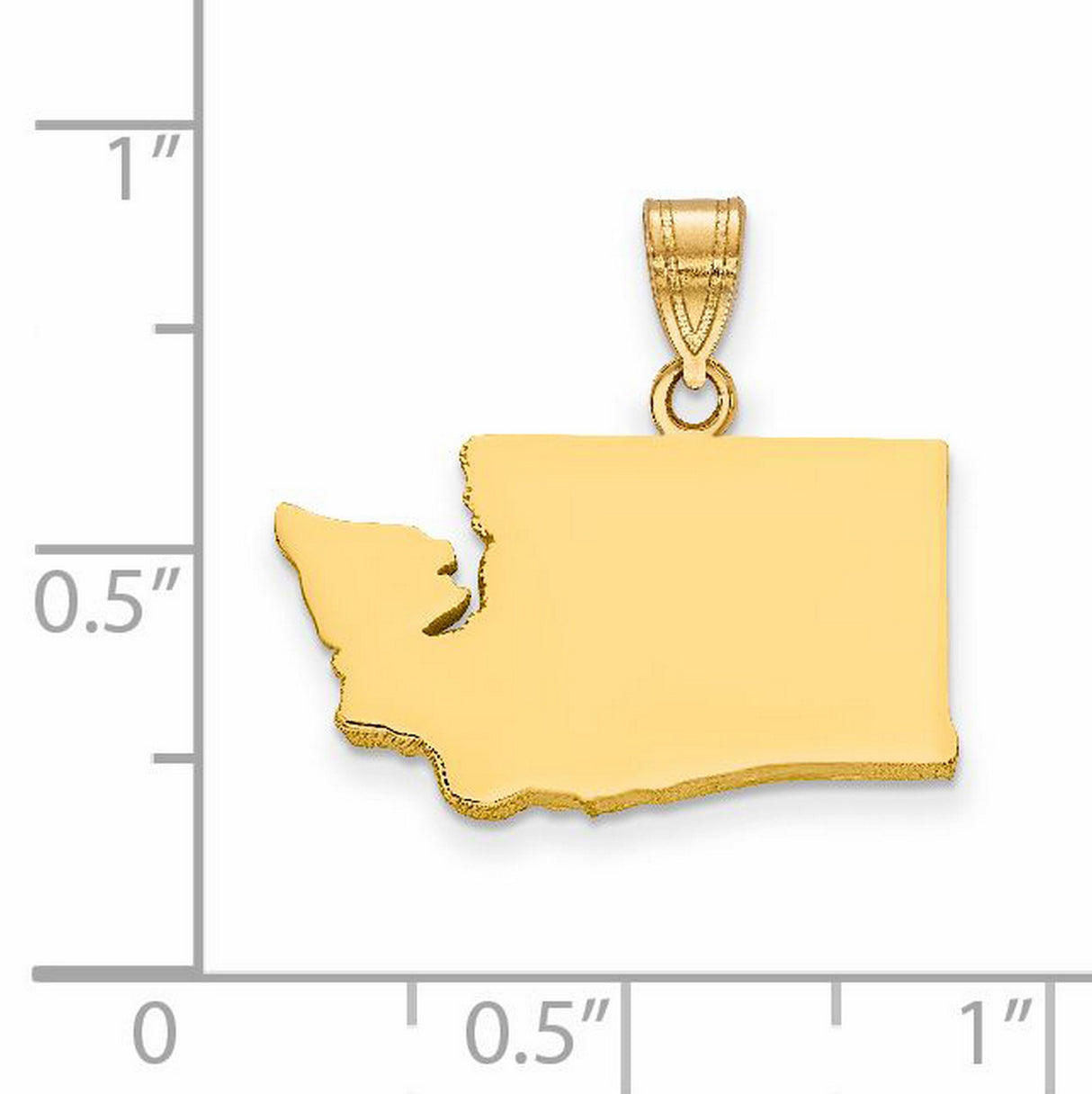 Washington State Charm Pendant in Real 14k Yellow Gold