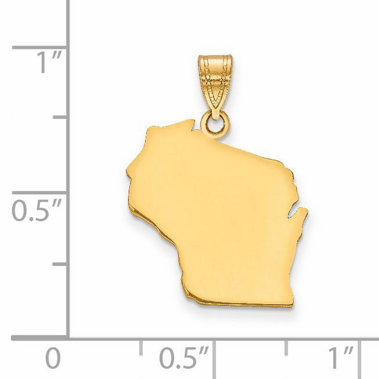 Wisconsin State Charm Pendant in Real 14k Yellow Gold