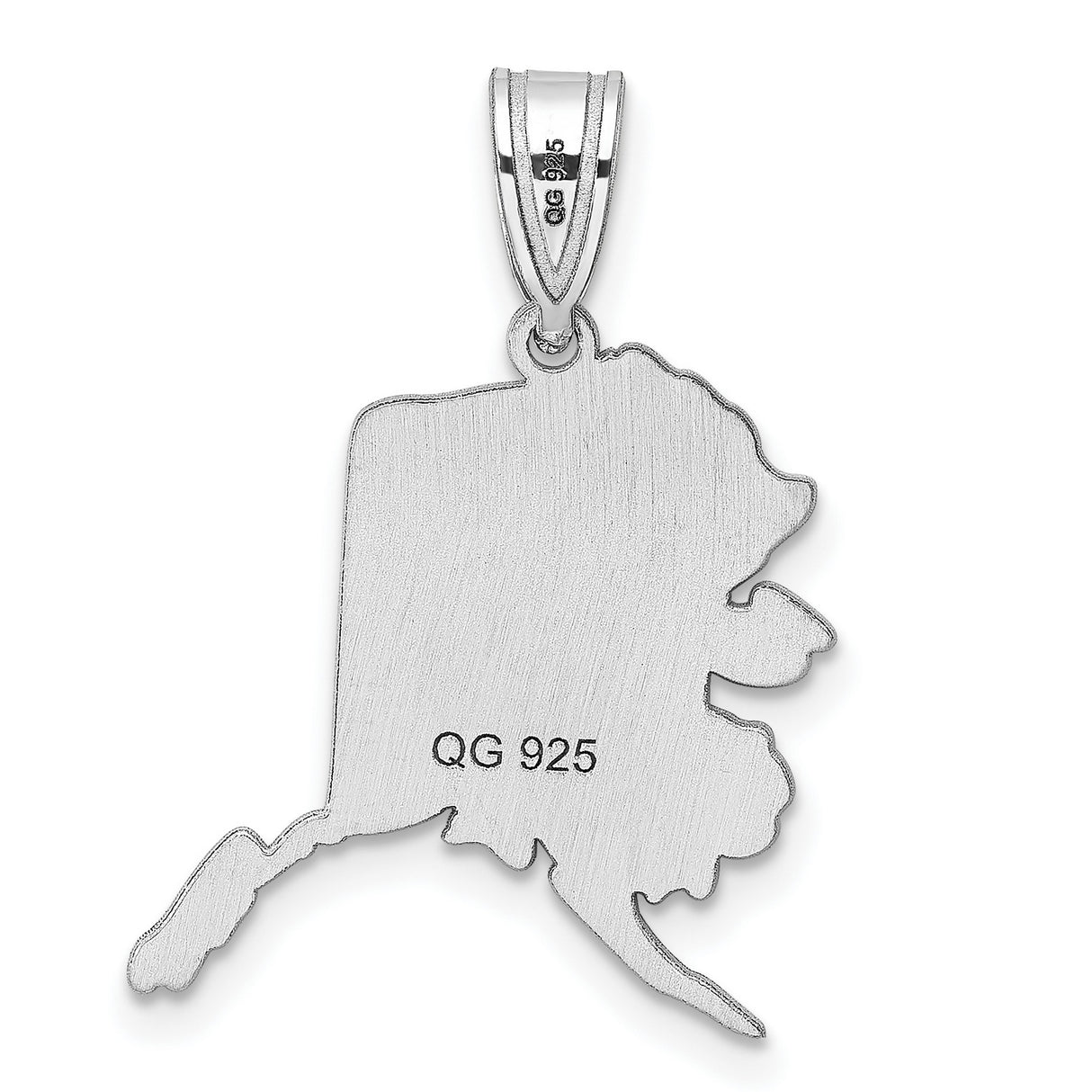 14k White Gold Alaska State Pendant, Polished Map Outline Charm, Minimalist Heritage Jewelry