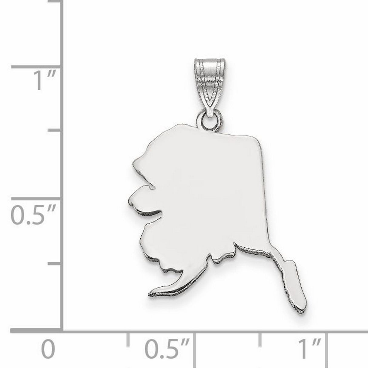 14k White Gold Alaska State Pendant, Polished Map Outline Charm, Minimalist Heritage Jewelry