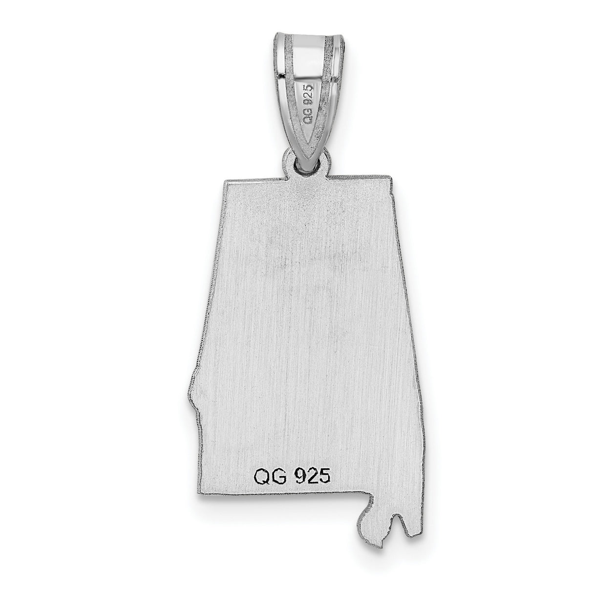 14k White Gold Alabama State Pendant, Polished Map Outline, Minimalist Southern Charm