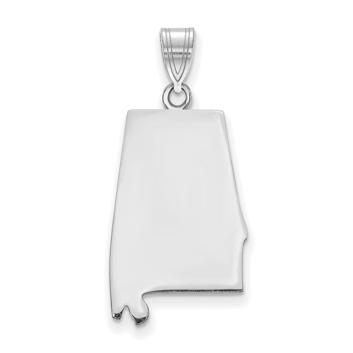 14k White Gold Alabama State Pendant, Polished Map Outline, Minimalist Southern Charm