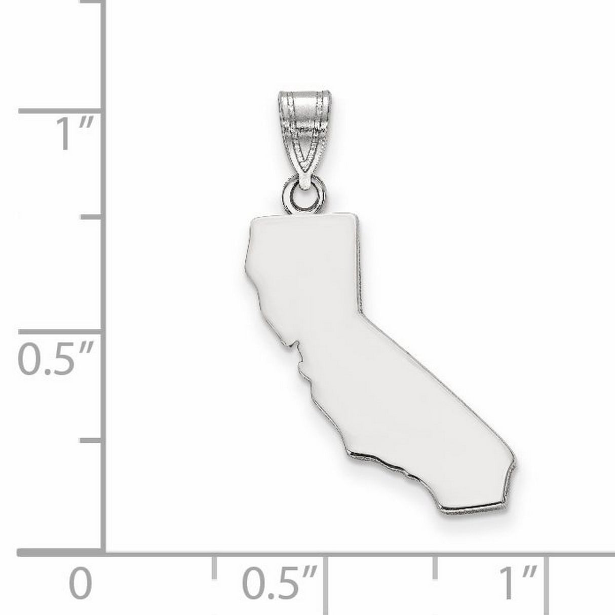 14k White Gold California State Pendant, Polished Outline Charm, Minimalist Travel Keepsake Jewelry