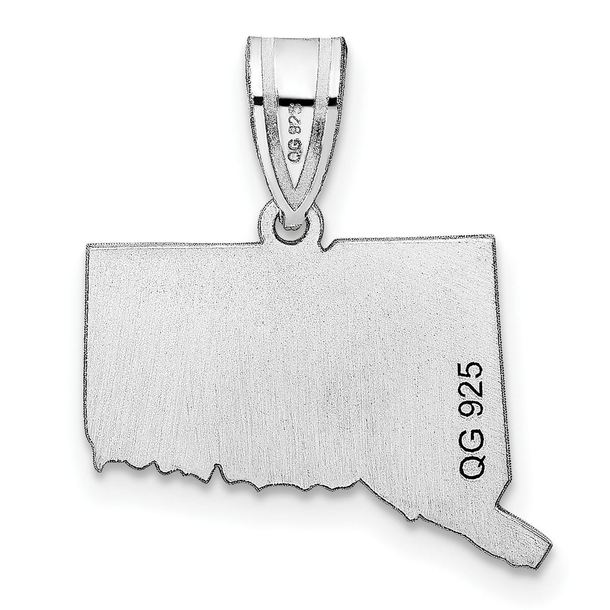 14k White Gold Connecticut State Pendant, Polished Map Outline Charm, Minimalist Travel Keepsake