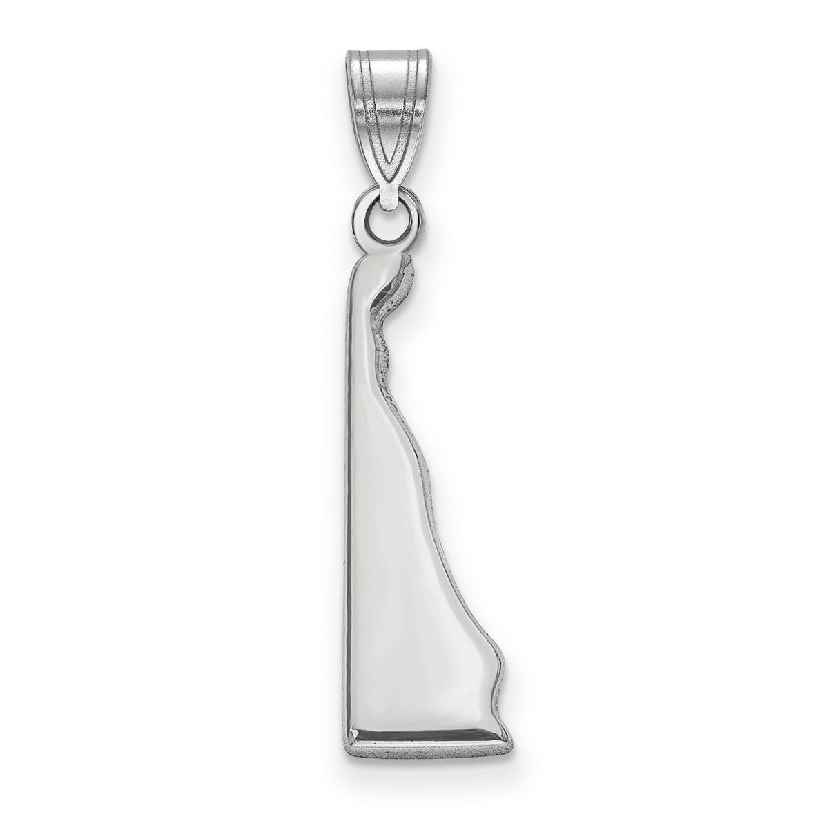 Polished Delaware State Shaped Charm Pendant in Real 14k White Gold