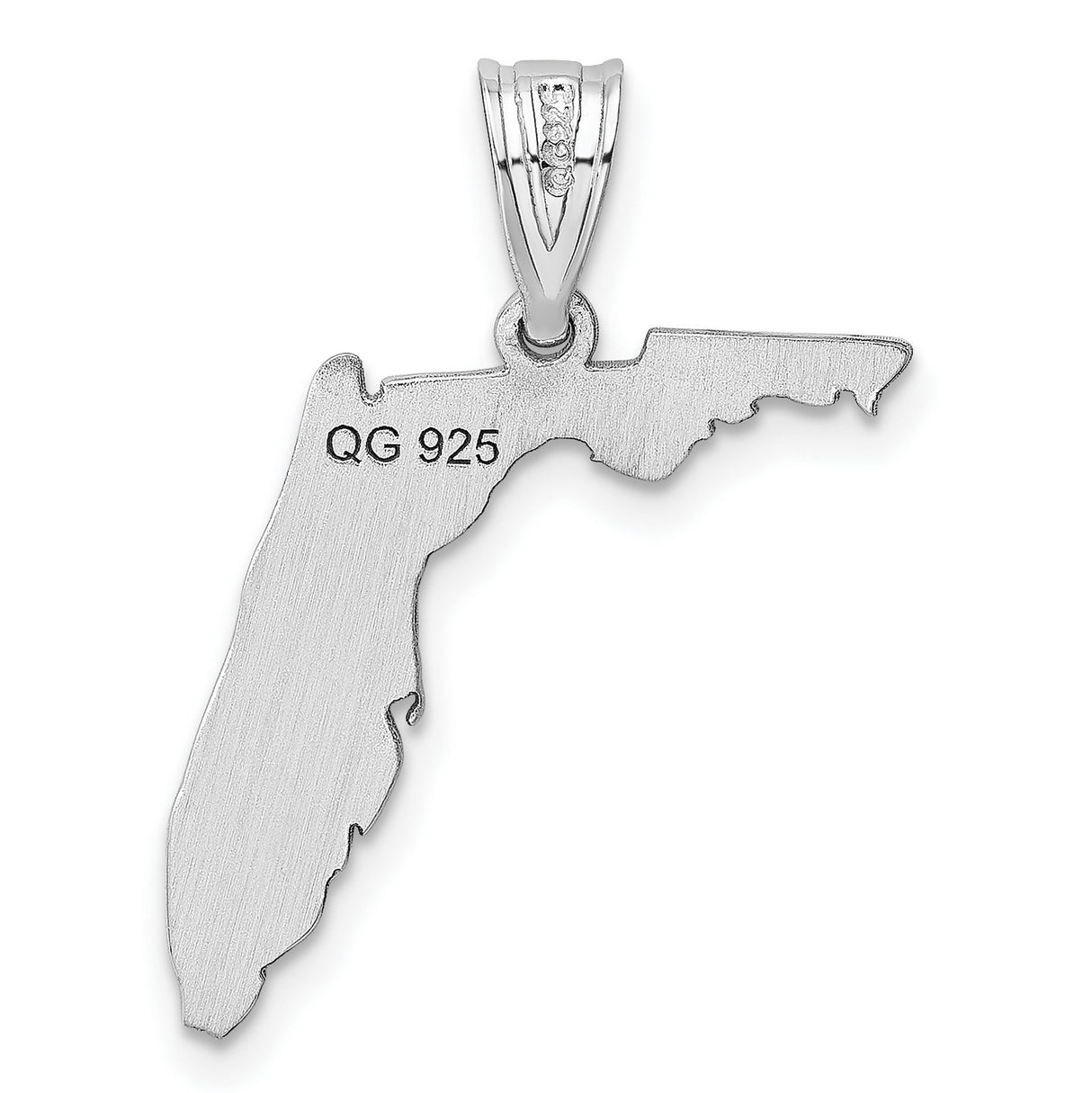 Polished Florida State Shaped Charm Pendant in Real 14k White Gold