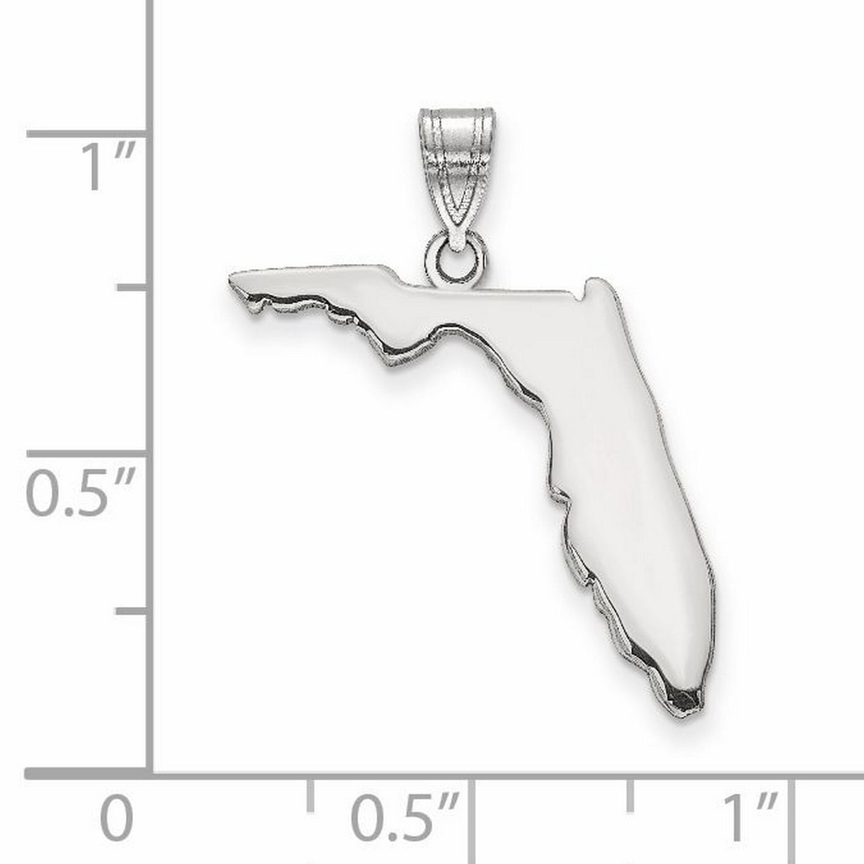 Polished Florida State Shaped Charm Pendant in Real 14k White Gold