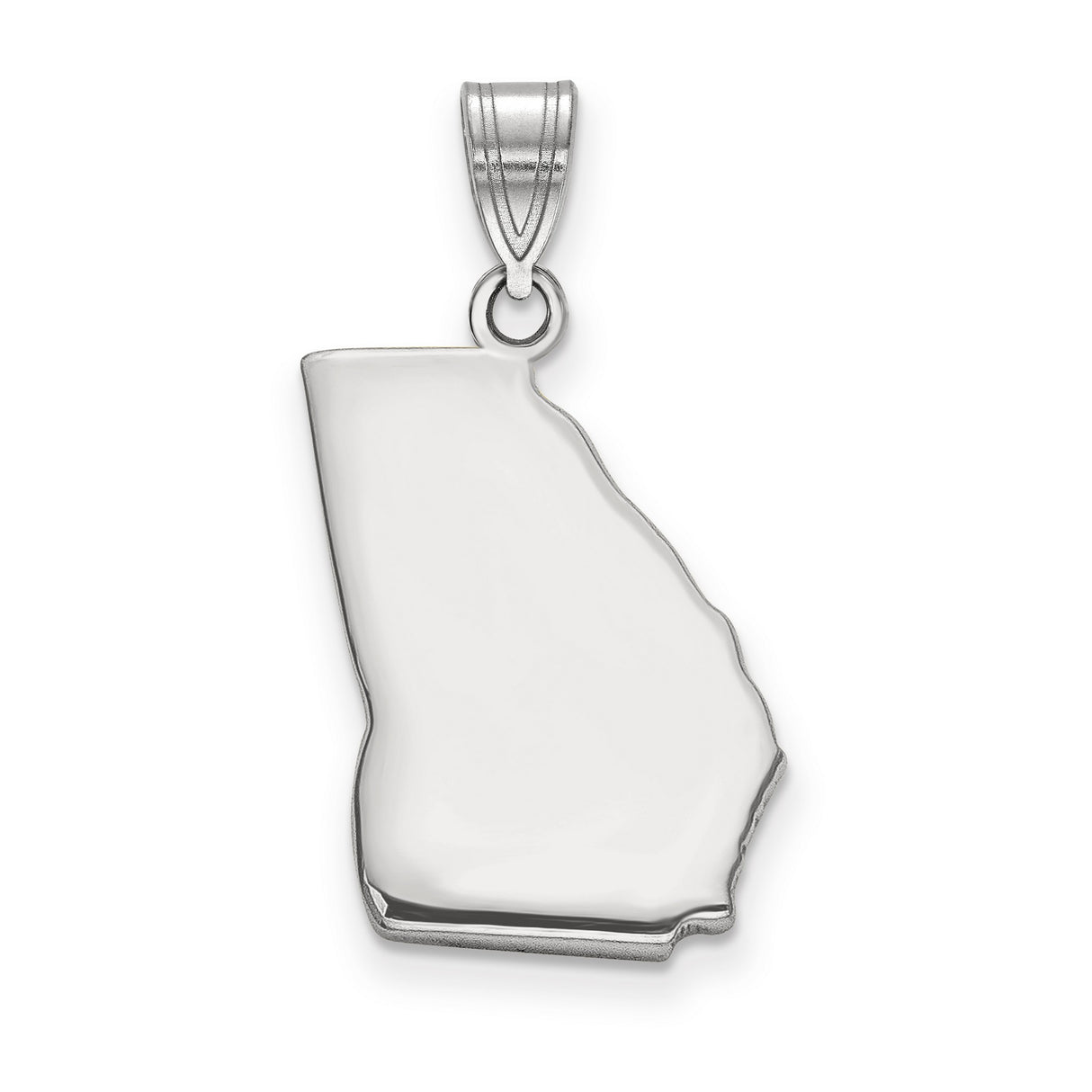 14k White Gold Georgia State Pendant, Polished Map Outline Charm, Southern Pride Jewelry