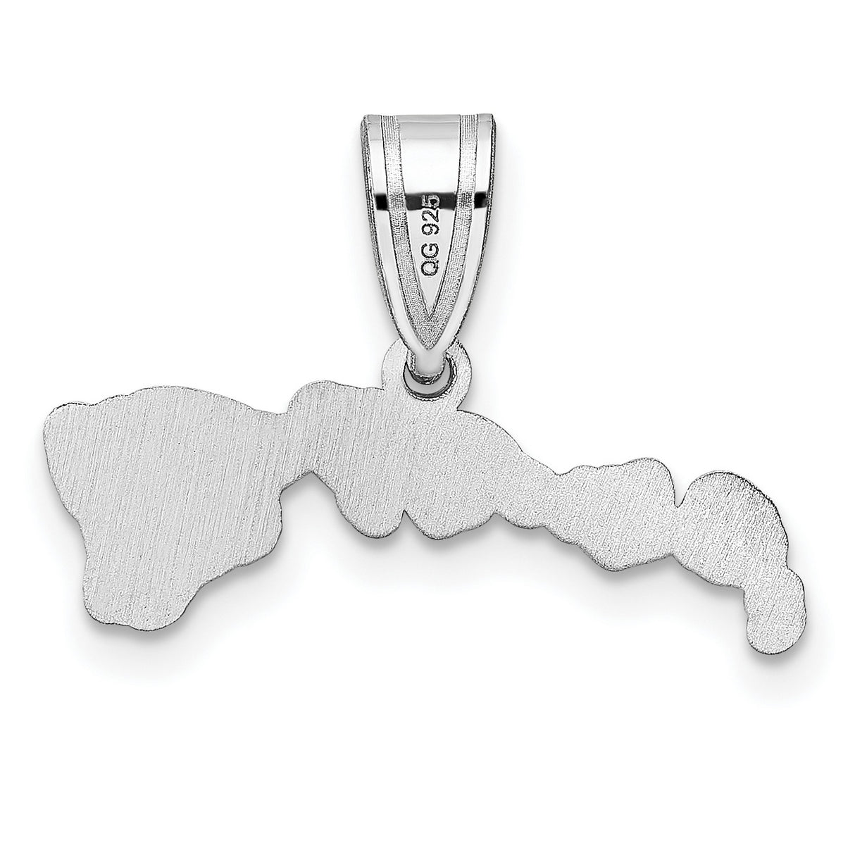 Polished Hawaii State Shaped Charm Pendant in Real 14k White Gold