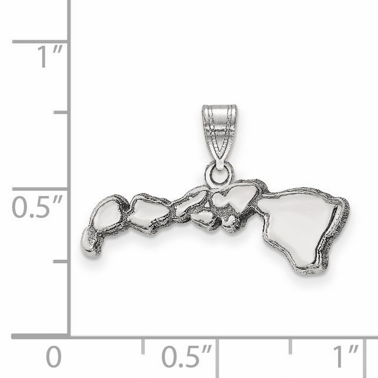Polished Hawaii State Shaped Charm Pendant in Real 14k White Gold