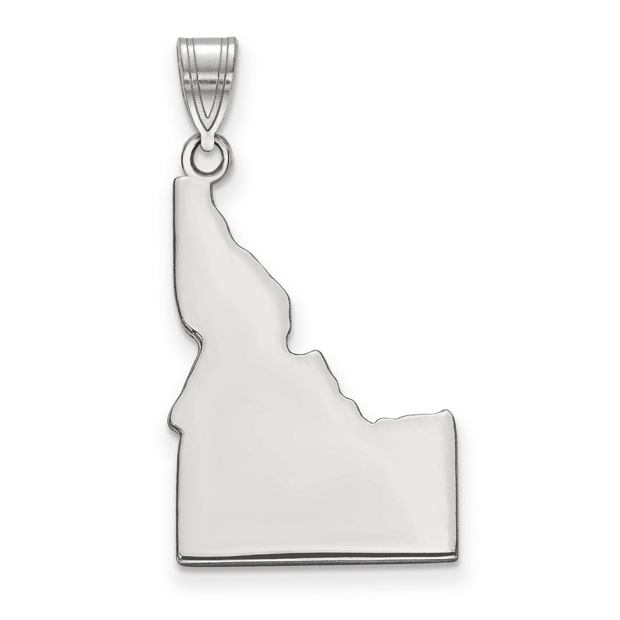 Polished Idaho State Shaped Charm Pendant in Real 14k White Gold