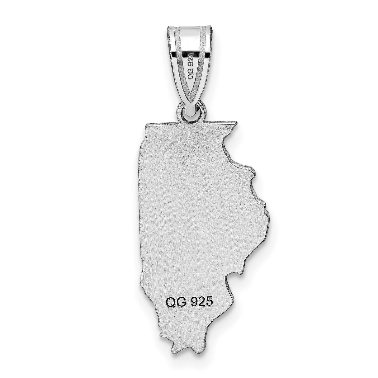 Polished Illinois State Shaped Charm Pendant in Real 14k White Gold