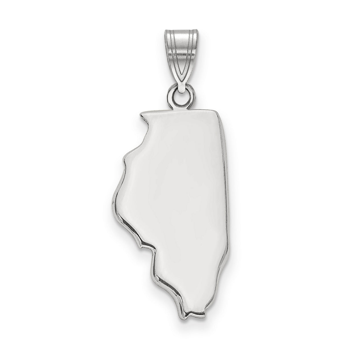 Polished Illinois State Shaped Charm Pendant in Real 14k White Gold