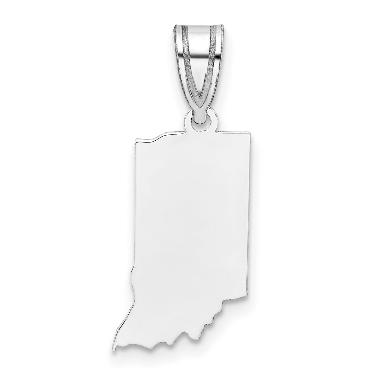 Sterling Silver Indiana State Pendant, Polished Outline Map Charm, Minimalist Travel Keepsake