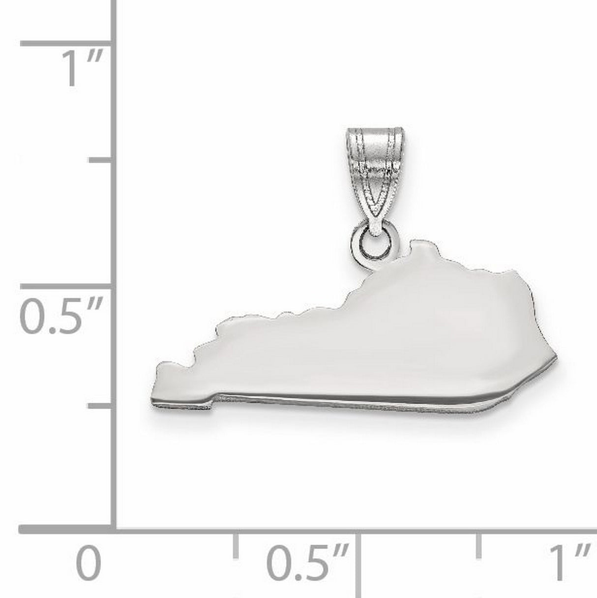 Polished Kentucky State Shaped Charm Pendant in Real 925 Sterling Silver
