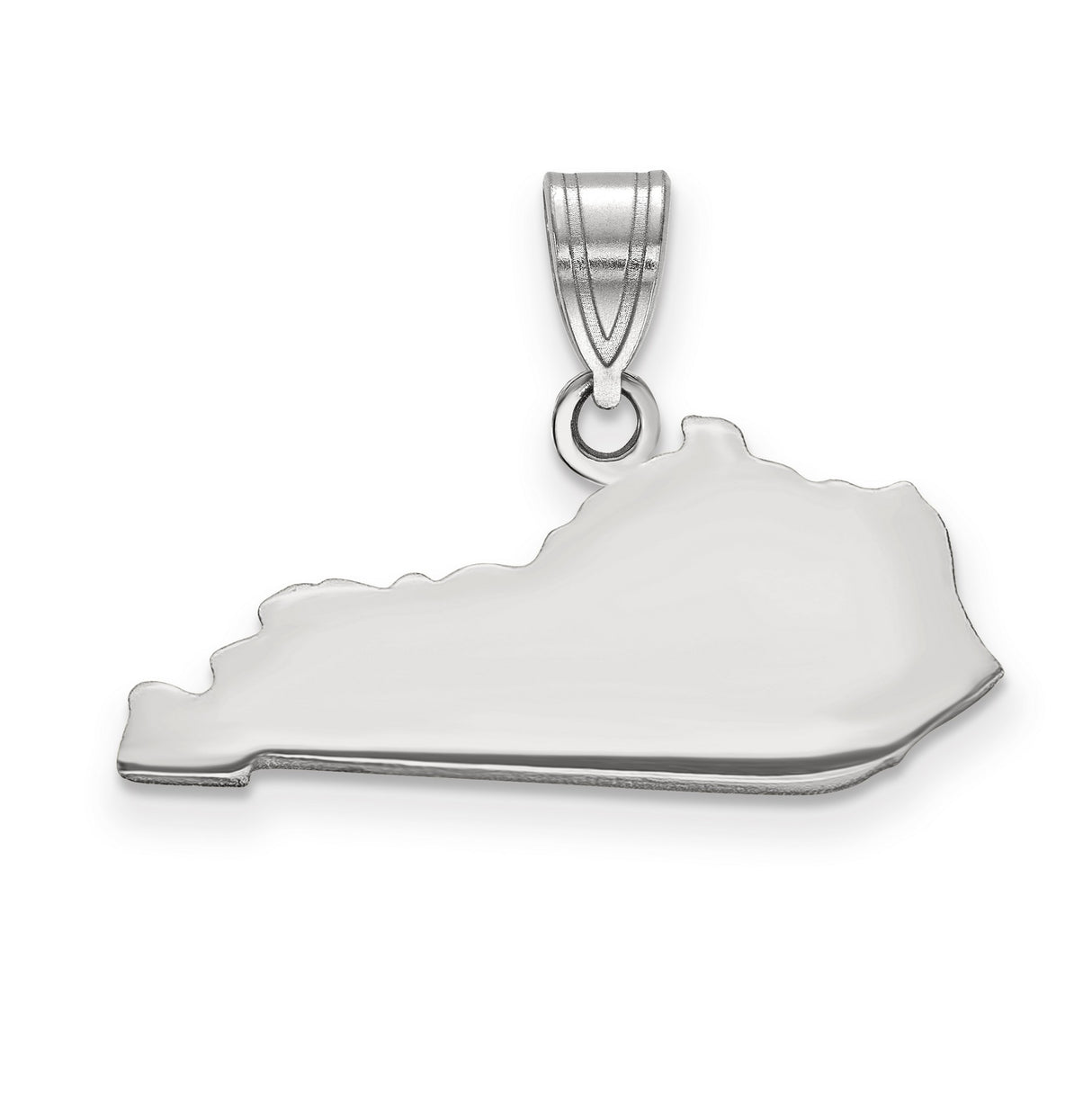 Polished Kentucky State Shaped Charm Pendant in Real 925 Sterling Silver