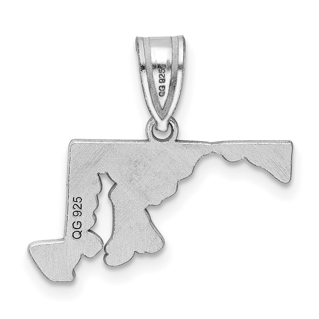 Sterling Silver Maryland State Pendant, USA Map Outline Charm for Women or Unisex Wear