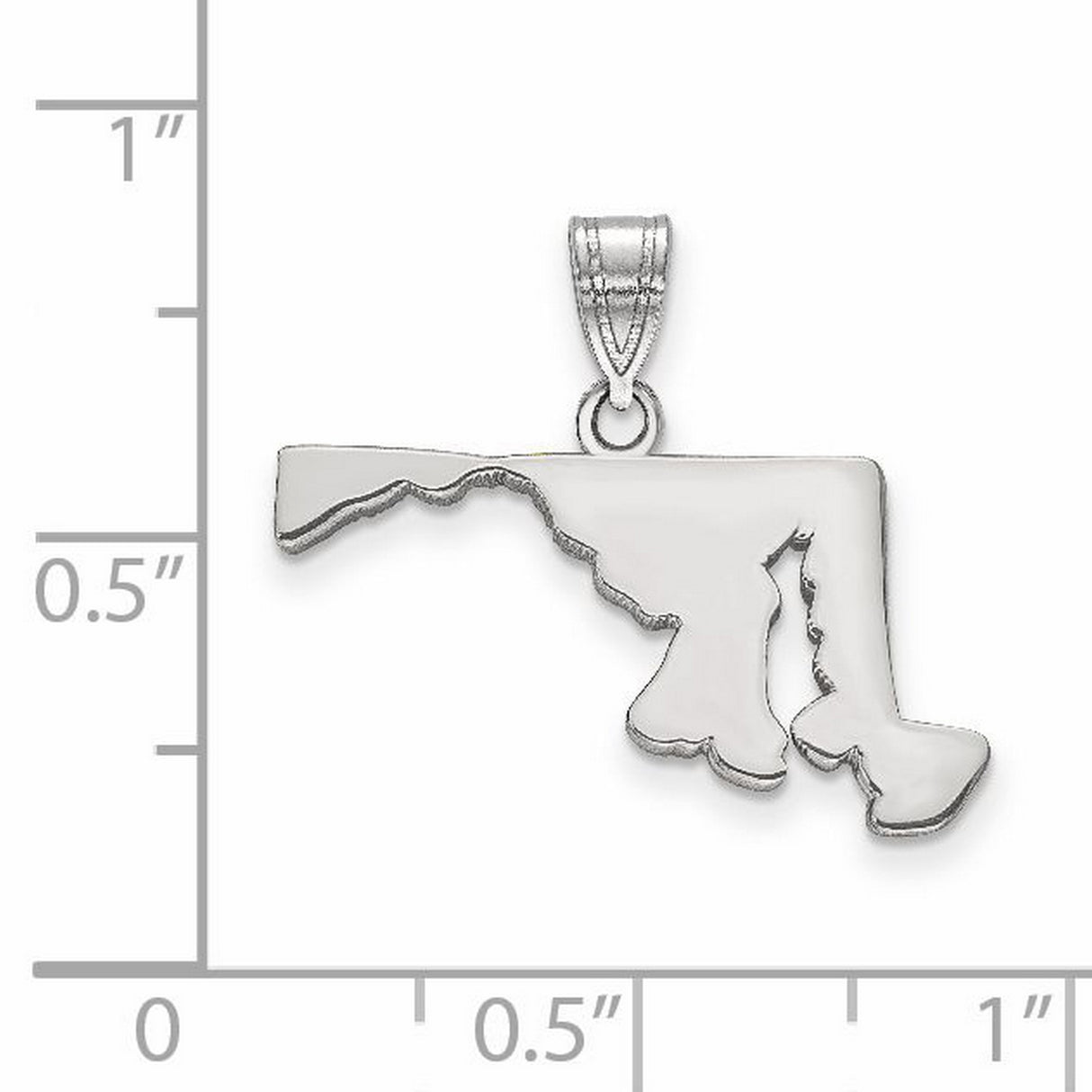 Sterling Silver Maryland State Pendant, USA Map Outline Charm for Women or Unisex Wear