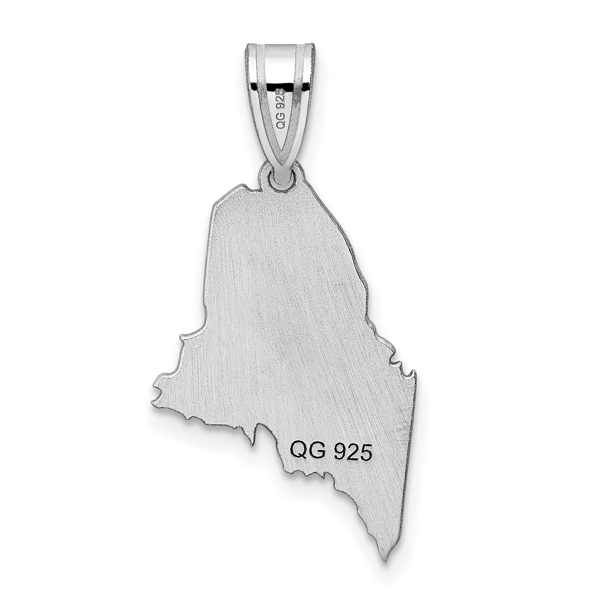 Polished Maine State Shaped Charm Pendant in Real 14k White Gold