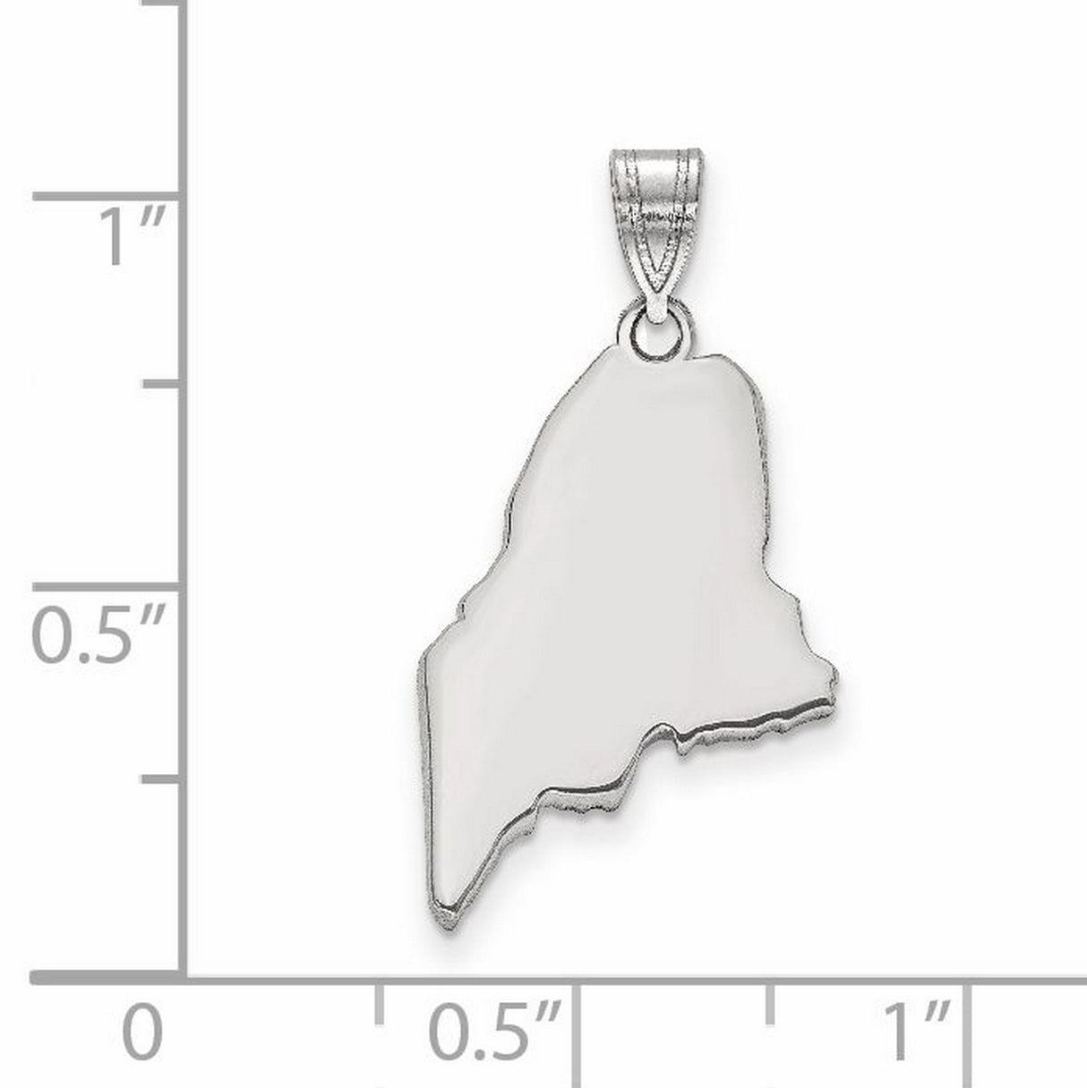 Polished Maine State Shaped Charm Pendant in Real 14k White Gold
