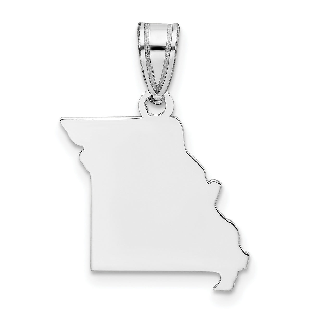 Polished Missouri State Shaped Charm Pendant in Real 14k White Gold