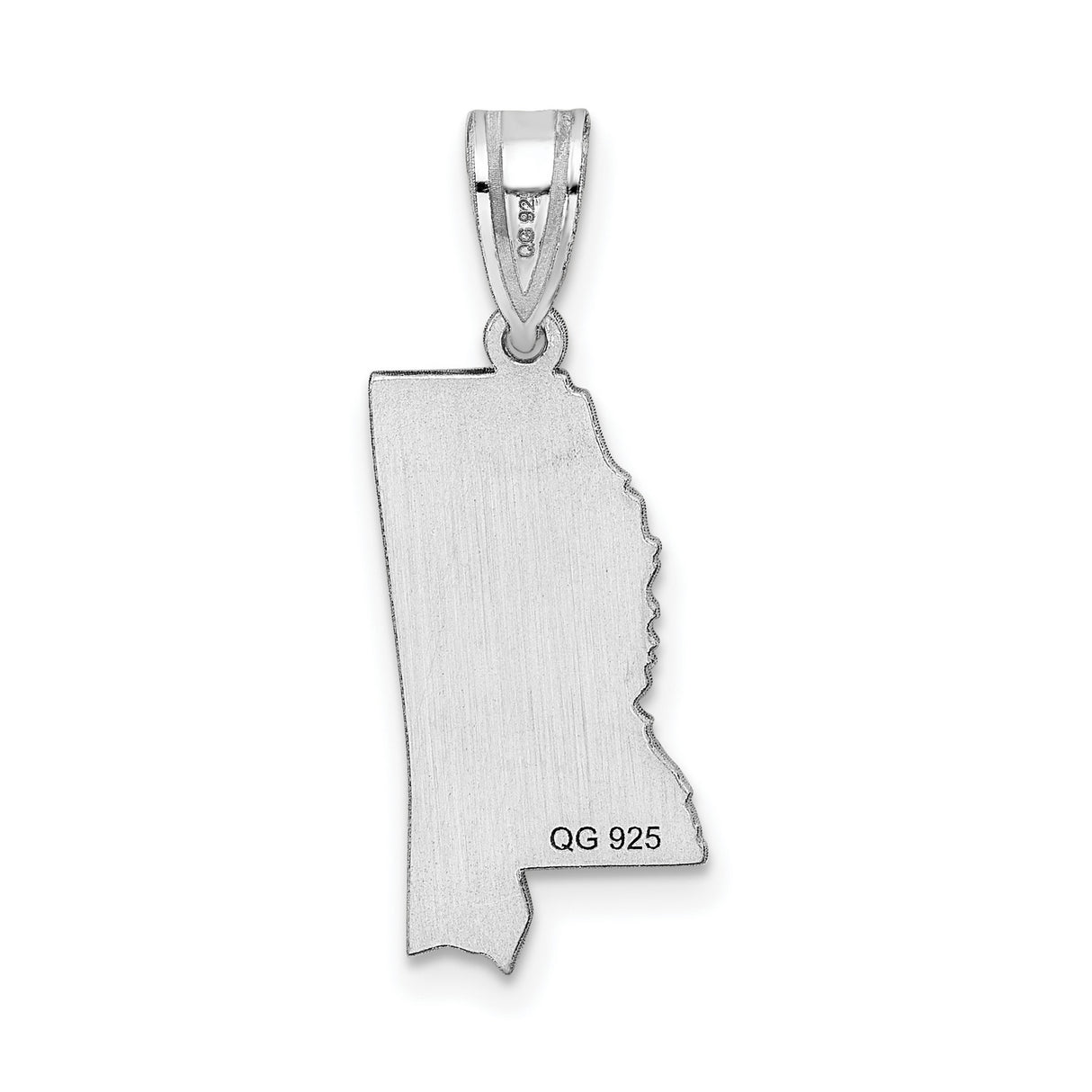 14k White Gold Mississippi State Map Outline Pendant, Polished Minimalist Charm for Women or Unisex Wear