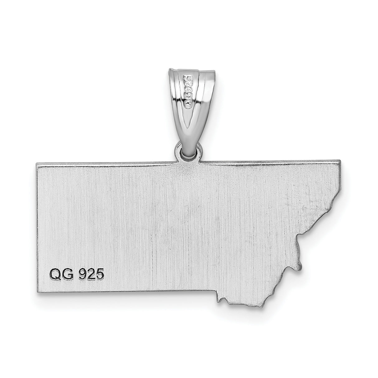 Polished Montana State Shaped Charm Pendant in Real 14k White Gold