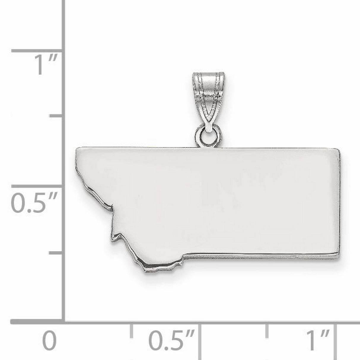 Polished Montana State Shaped Charm Pendant in Real 14k White Gold