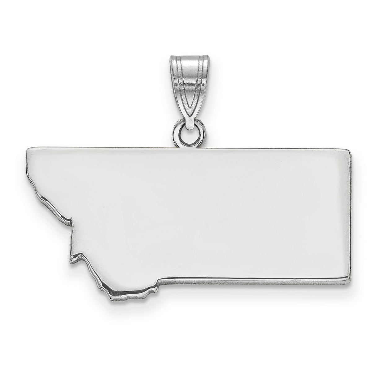 Polished Montana State Shaped Charm Pendant in Real 14k White Gold