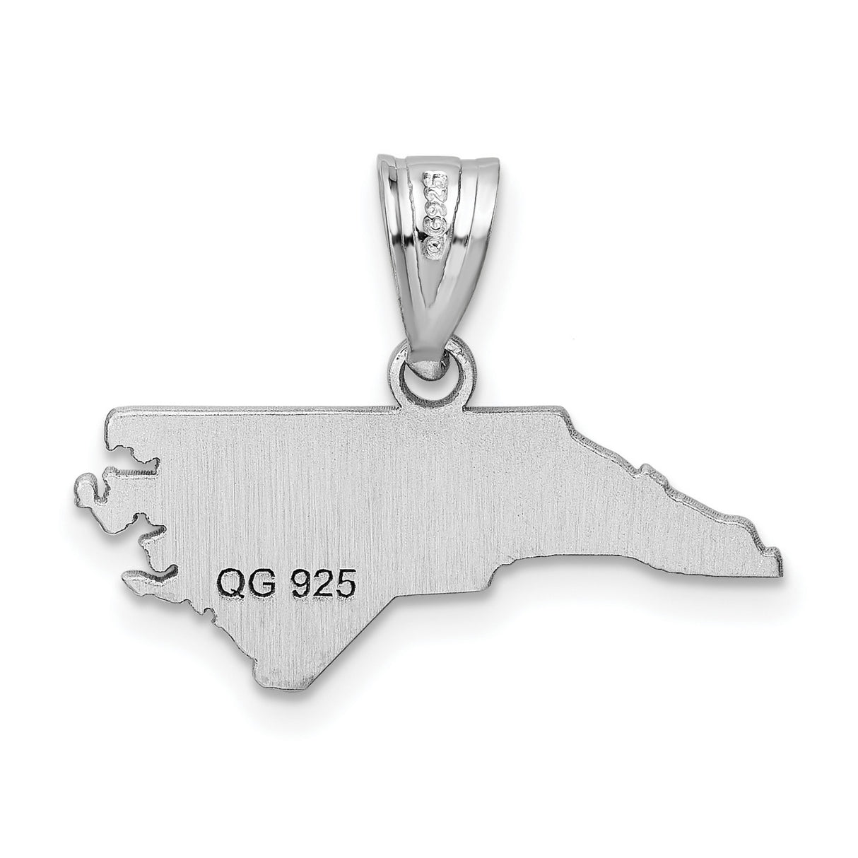 Sterling Silver North Carolina Pendant, Polished State Outline Charm for Unisex Wear