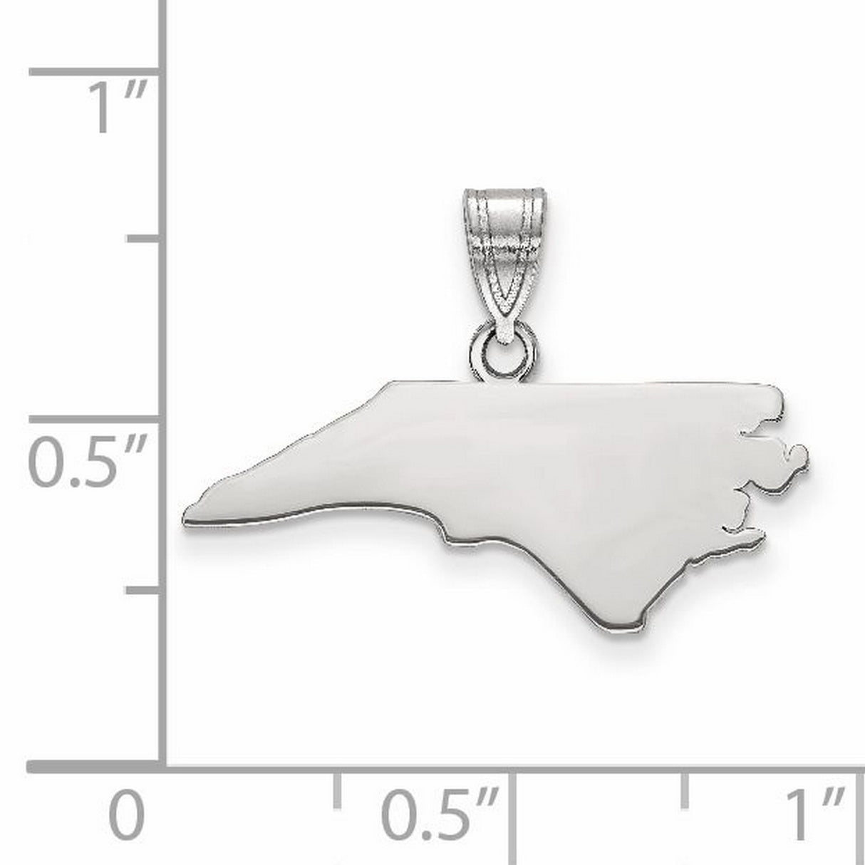Sterling Silver North Carolina Pendant, Polished State Outline Charm for Unisex Wear
